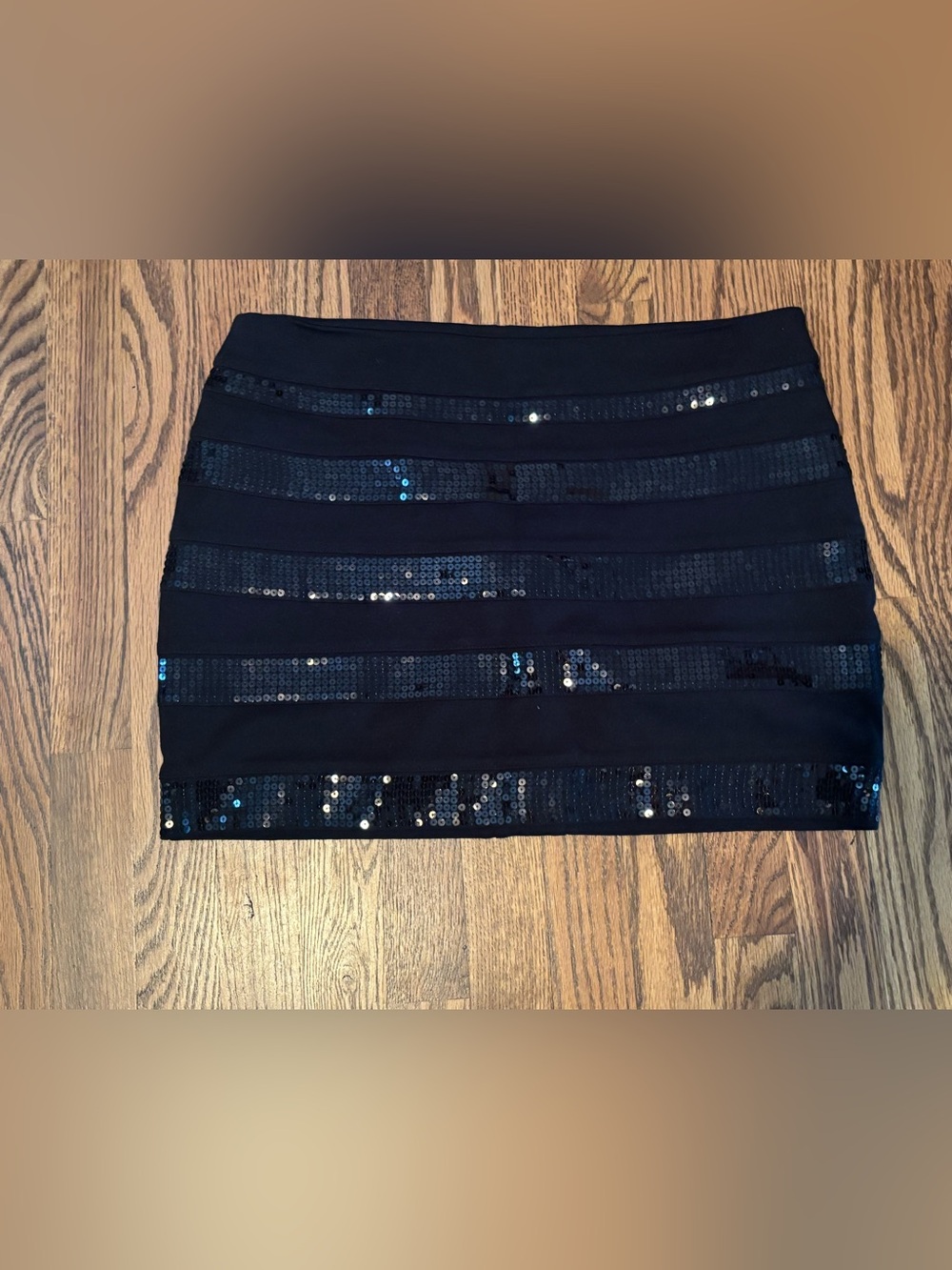Express Black Sequin Striped Mini Skirt Size 10 US